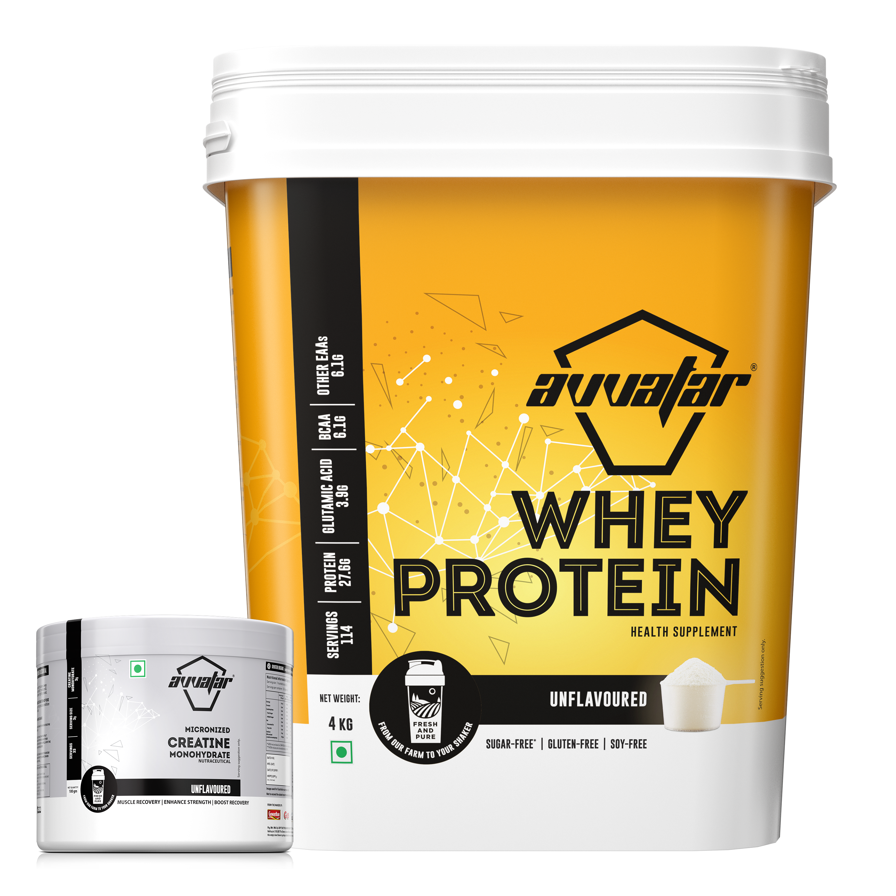Fuel your workouts with high-quality 4kg raw unflavoured whey protein from Avvatar India. Premium protein source for fitness enthusiasts. Order now!