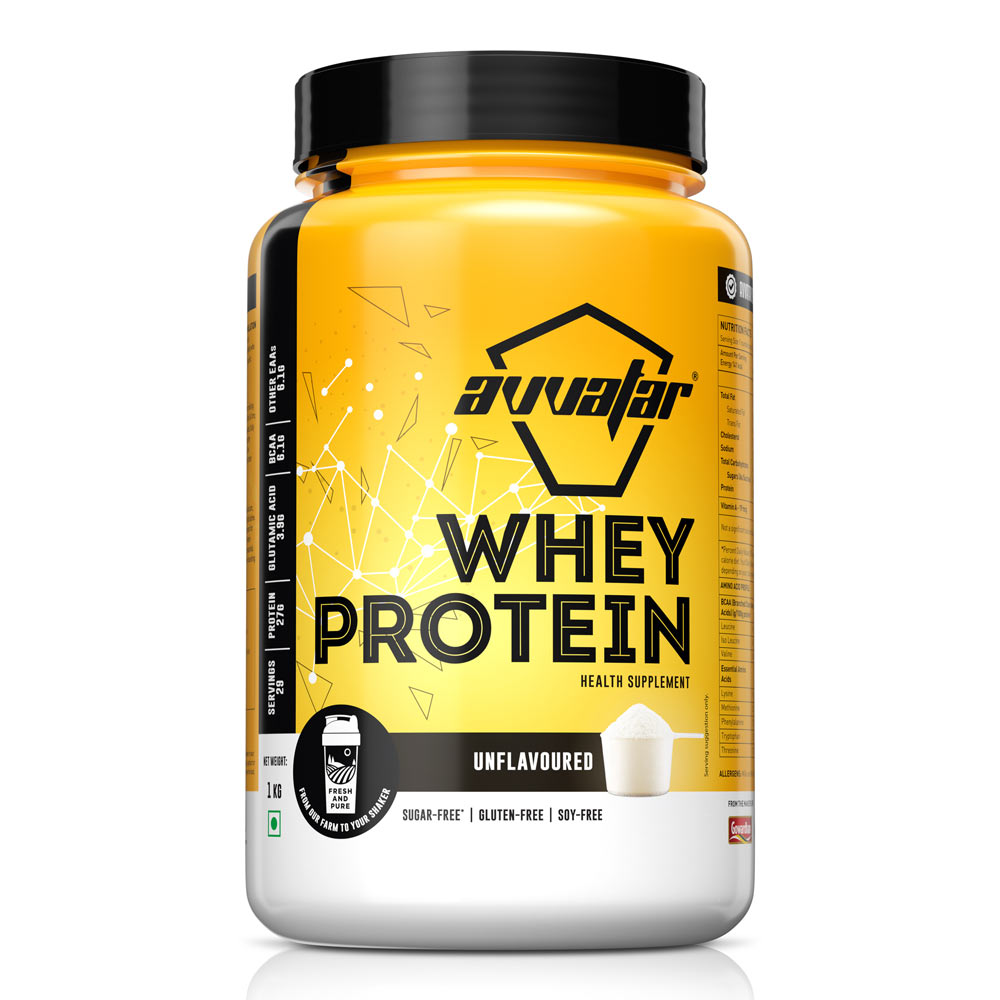 Elevate your fitness journey with Avvatar's 1kg pack of Raw Unflavoured Whey Protein. High-quality, fresh, and perfect for your workout routine.