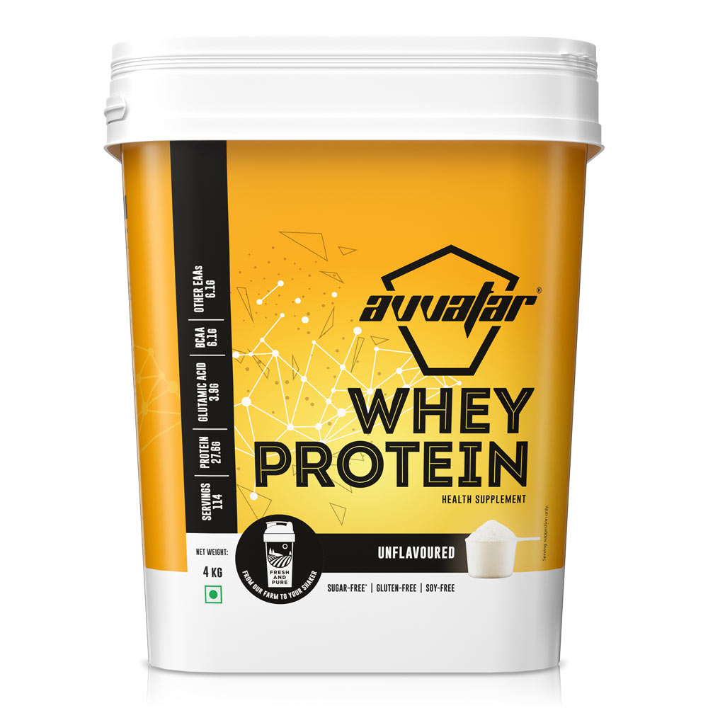 Fuel your workouts with high-quality 4kg raw unflavoured whey protein from Avvatar India. Premium protein source for fitness enthusiasts. Order now!