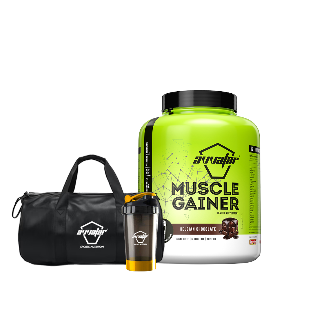 Get stronger & fit with Avvatar's Belgian Chocolate Muscle Gainer. Packed with essential nutrients, this 2 kg gym protein powder will transform your workouts.