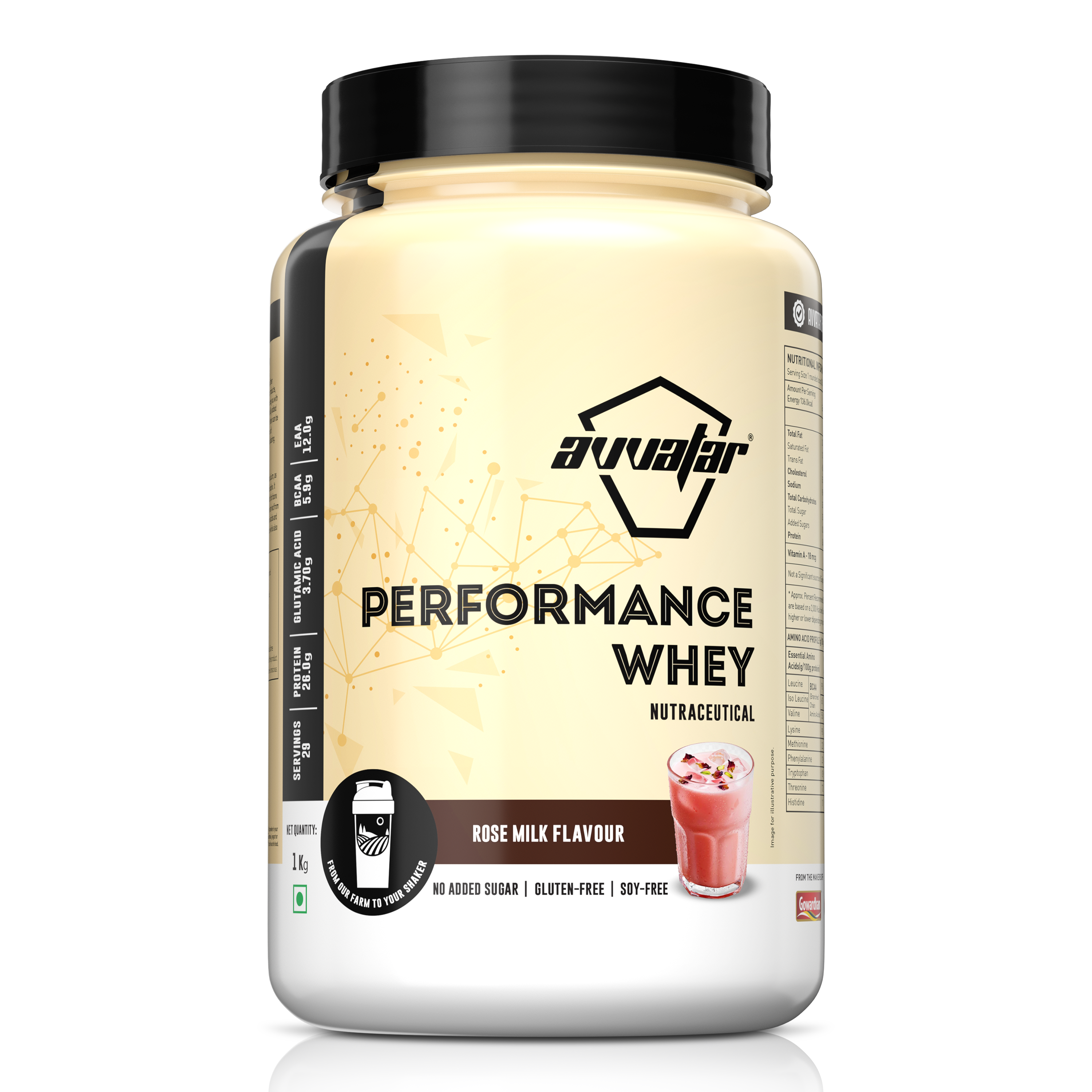 Enjoy the rich flavor of Rose Milk in our 1 kg Performance whey protein powder. Elevate your workouts with Avvatar's irresistible offering. Order now!